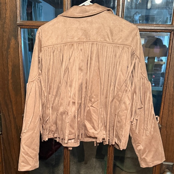 Western Tan Leather Fringe Jacket - Picture 3 of 3